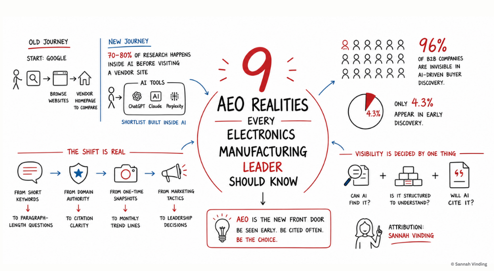 9 AEO Realities every electronics manufacturing leader should know - sannah vinding B2b marketing