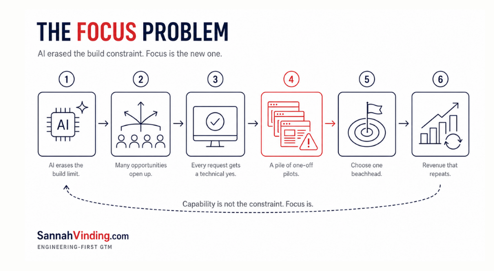 Technical capability is abundant. Focus is the constraint. - sannah vinding - enginering first GTM
